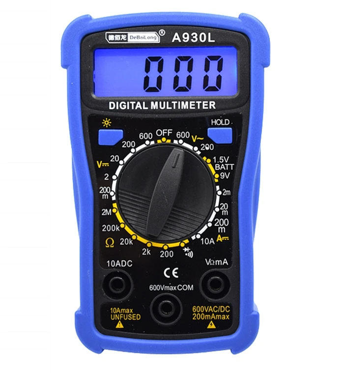 Mini digital multimeter A930L,data hold function, blue backlight
