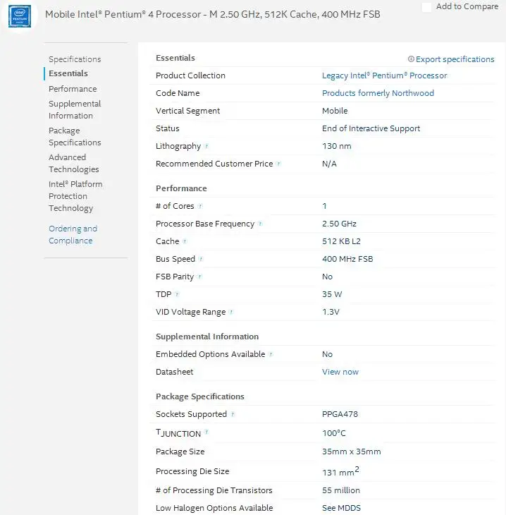 Оригинальные Процессоры для ноутбуков Intel Pentium 4-M 2,5 GHz, процессор для ноутбука 400 MHz, компьютер