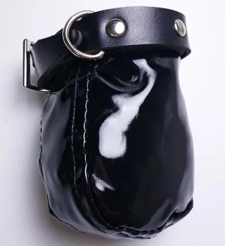 Male Mens Patent Leather Wet Look Locking Crotch Zippered Black Pouch Ball Prison Fetish Restraint Underwear Lingerie