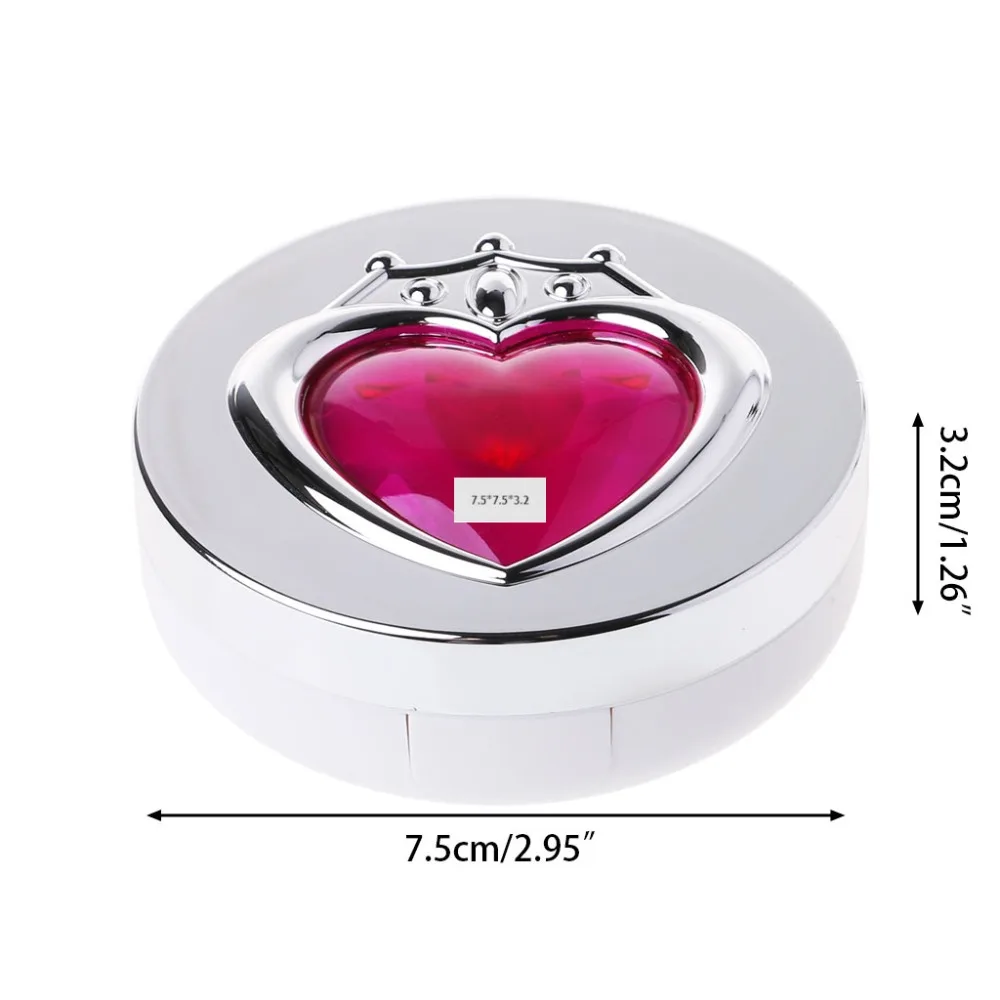 Контактная линза коробка сердце с зеркалом путешествия портативный контейнер для хранения Роскошные