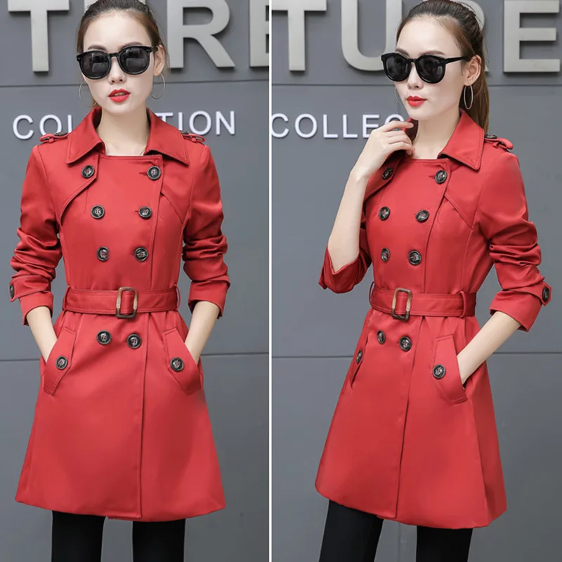 Пальто для женщин двубортное тонкое длинное весеннее Casaco Feminino Abrigos Mujer Осенняя