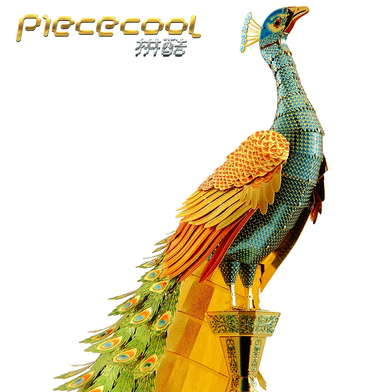 MMZ MODEL Piececool 3D metal puzzle Colorful Peacock Animal Assembly metal Model kit DIY 3D Laser Cut Model puzzle toys gift