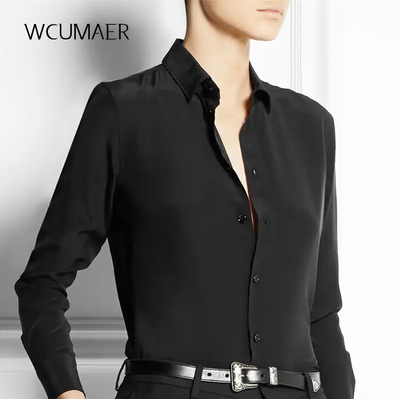 black satin button up shirt