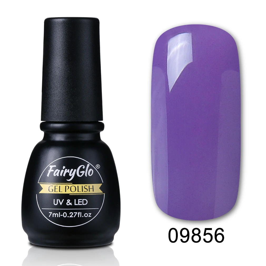 FairyGlo 7 мл замачиваемый УФ гель лак для ногтей Гель-лак чистый цвет Лаковая краска для лака гель Гибридный лак штамповка Полупостоянный - Цвет: 09856