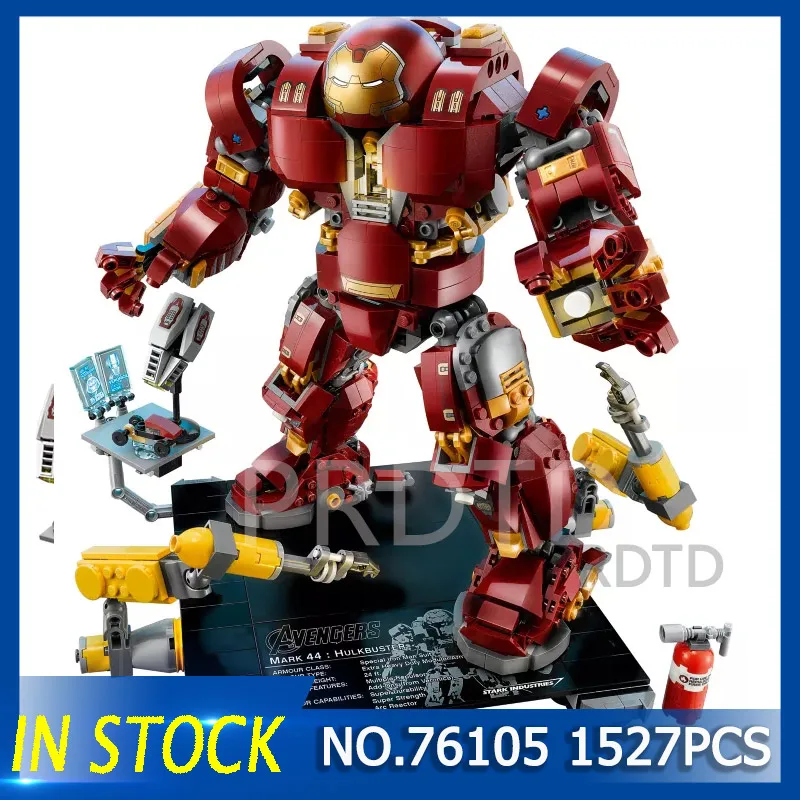 

Super Genuine Hero Compatible with Iron Man Anti Hulk Mech Hulkbuster Ultron Building Bricks Blocks Legoing Toys 76105 1527Pcs