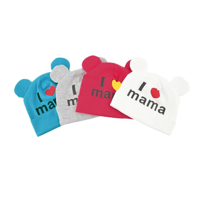 

Baby Boys Girls Hat Cotton I Love Mama Printing Caps Hats Baby Girls Knitted Beanies Cap Autumn Winter Warm Cap 4 Color