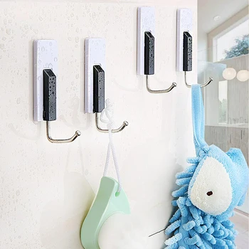 

8PCS Piano-Shaped 3M Self-adhesive Stainless Steel Seamless Hook Tiles Glass Strong Sticky Keys Wall Hanger European Home Decor