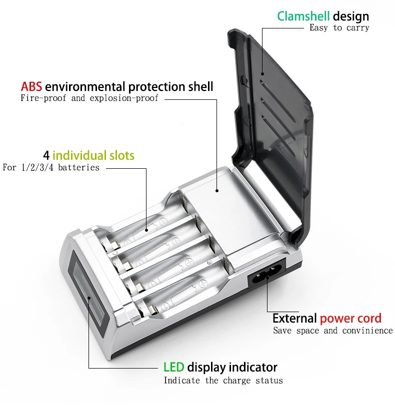 PALO 4 слота ЖК-дисплей Умный интеллектуальный аккумулятор зарядное устройство для AA AAA Ni-CD Ni-mh аккумуляторная батарея