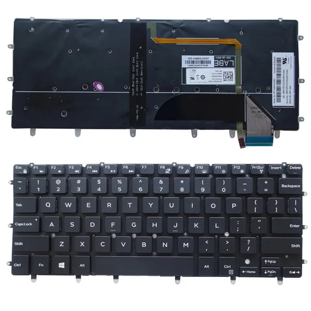 Клавиатура для ноутбука Dell Inspiron 13 7000 7347 7348 7352 7353 7359 с подсветкой без рамки |