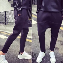 27-42! Большие размеры, свободные хлопковые повседневные штаны-шаровары, обтягивающие штаны, свободные шаровары, Мужские штаны средней длины