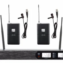 UHF 751 MHz-800 MHz IR один ключ анти-свистящий 2 канала беспроводной lavalier микрофон системы нагрудный воротник клип набор поясной ремень