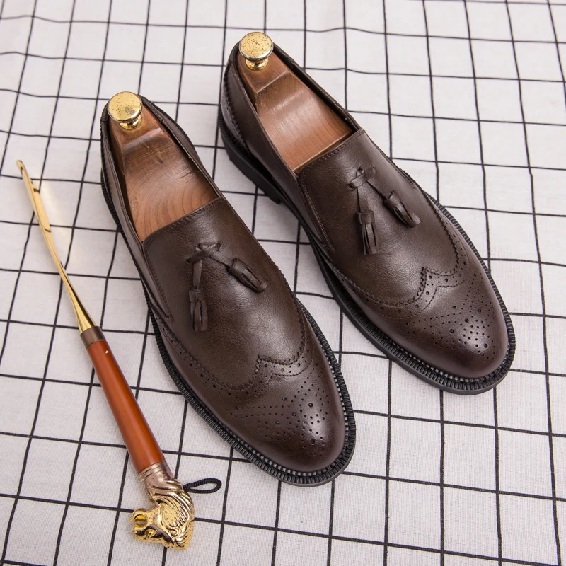 tassel mens vintage shoes italian brand genuine leather formal business wedding handmade male footwear brogue oxfords for men (24)