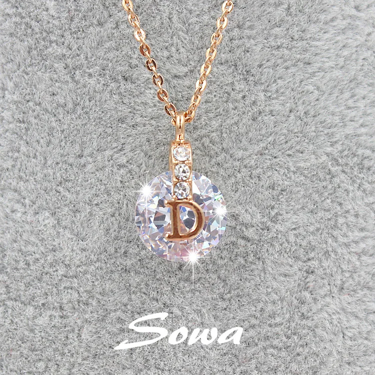 

Hot Sale Famous Brand Design Rose with 10mm Cubic Zirconia Stone Pendant Necklace,chain necklace for women