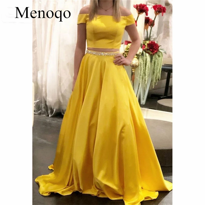 2019 Elegant Off Shoulder Evening Dress for Teens Draped Short Sleeve Hard Satin A-Line Evening Prom Party Dress_副本