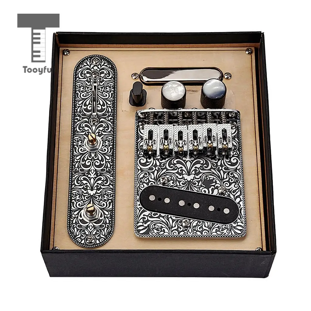 Black 3 Way Prewired Control Plate Bridge Replacement Accessory for Tele TL Guitar