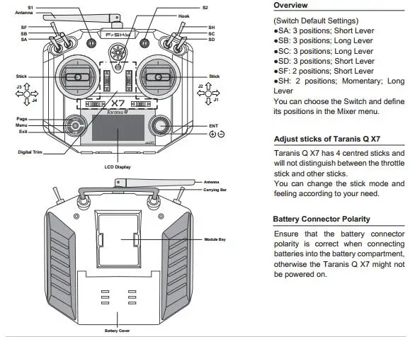 Передатчик FrSky ACCST Taranis Q X7 QX7 2,4 ГГц 16CH для мультикоптера RC FRSKY X7