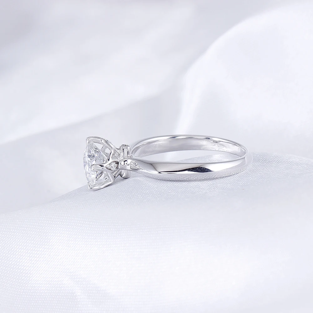 Transgems 1ct 6,5 мм F цвет муассанит обручальное кольцо 14 к белое золото для женщин свадебный подарок дамы Муассанит кольцо