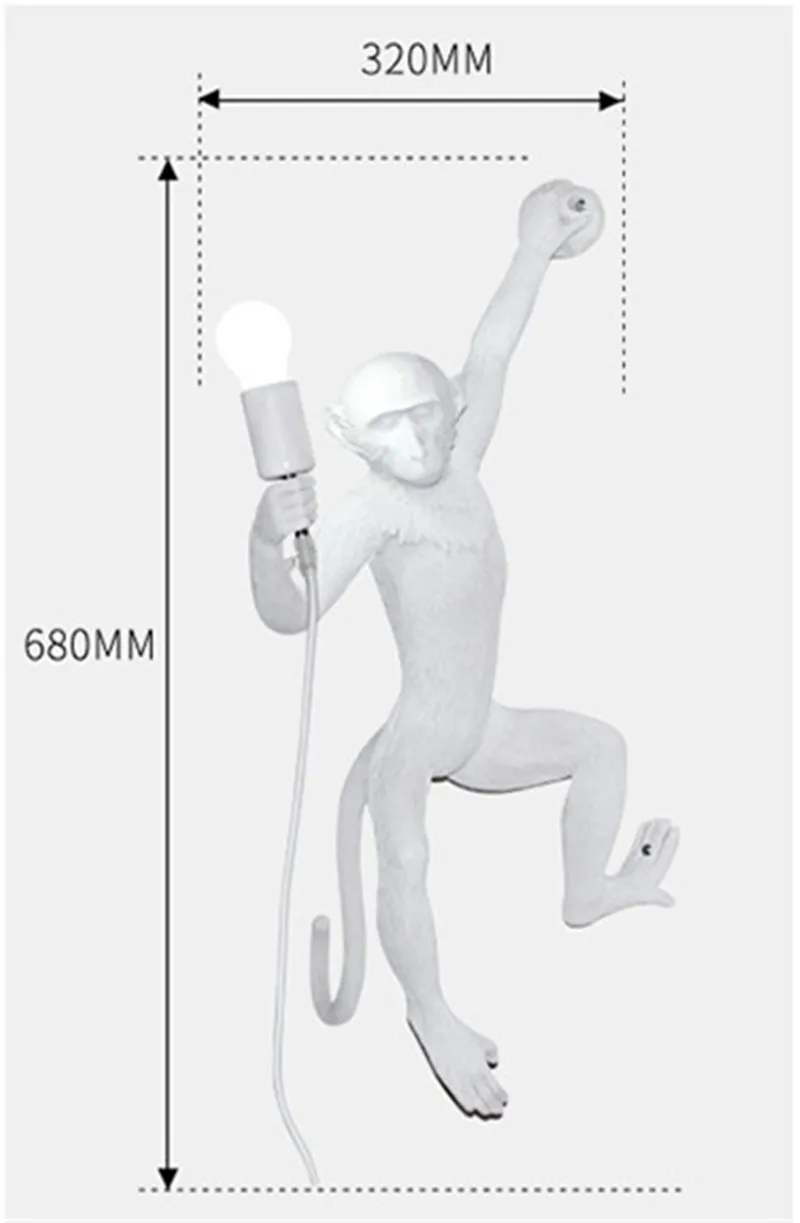 Звездное пожелание Скандинавская креативная лампа в форме обезьяны пеньковая веревка обезьяна подвесной светильник Искусство скандинавские копии Смола Подвесная лампа в форме обезьяны