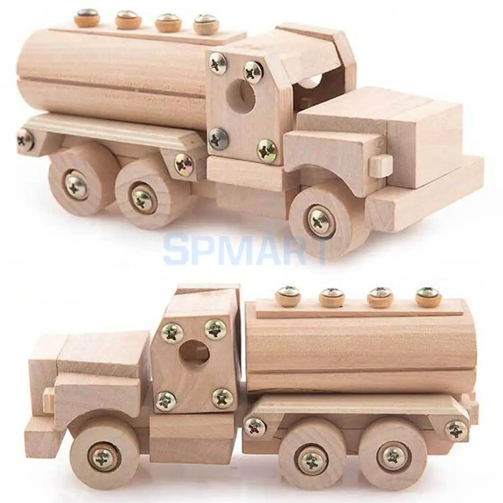 Wooden DIY Assembly Motorcycle Car Truck Vehicles Model Puzzles Building Kits Kids Children Educational Toys Creative Gifts