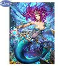 Полная квадратная Алмазная картина Русалка 5d алмазная вышивка крестиком Мозаика, Diy Алмазная вышивка распродажа бусины, наклейка, пользовательские фото