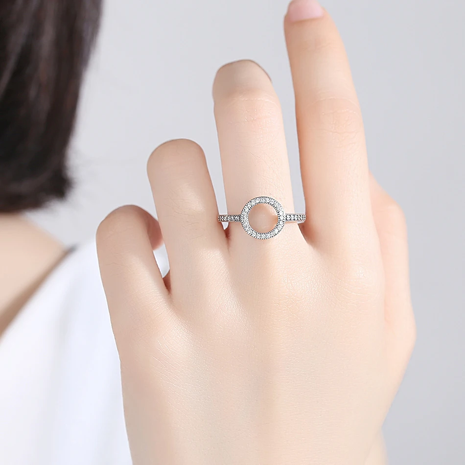 ELESHE Винтаж 925 пробы серебряные кольца навсегда кубический цирконий круглый фианит круглый перстень для женщин дамы свадебные украшения
