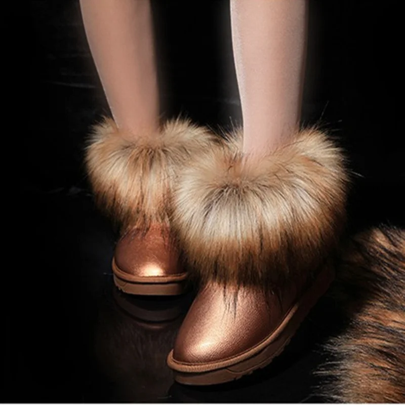 

LUZHIMEI Winter Warm Snow Boots Women Ankle Faux Fur PU Boots Platform Slip-on Furry Boots Footwear Pink Black Blue Women Shoes