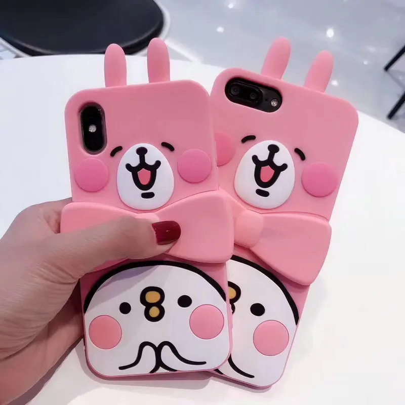 

Cute 3D cartoon rabbit bracket mobile phone case cover for iphone 7 7plus 8 8plus 6 6plus 6S TPU silicone soft shell
