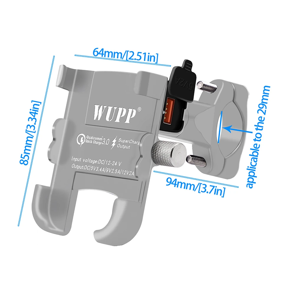 usb carregador rápido 3.0 bicicleta retrovisor suporte