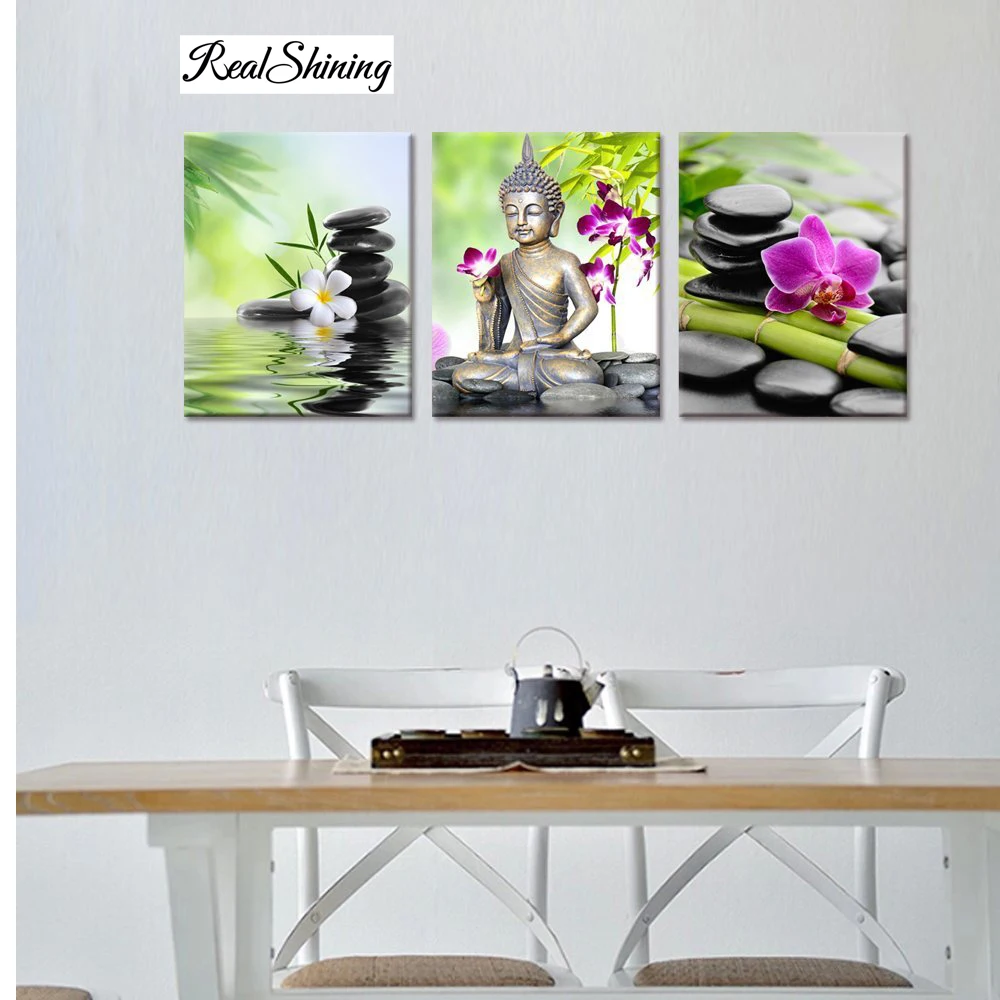 

REALSHINING 3D Diamond Painting Orchid Buddha Crystal Square Rhinestone Picture Cross Stitch Kits diy Diamond Embroidery R99