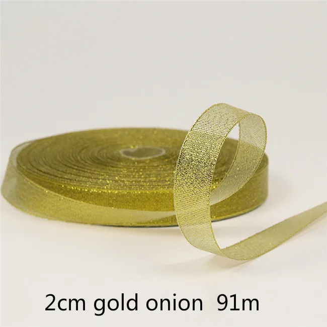 0.3CM-5CM Golden and Silver Colors Onion Belt Ribbon For Flower Gift Packaging Glitter Webbing Gift Decoration Christmas Ribbons