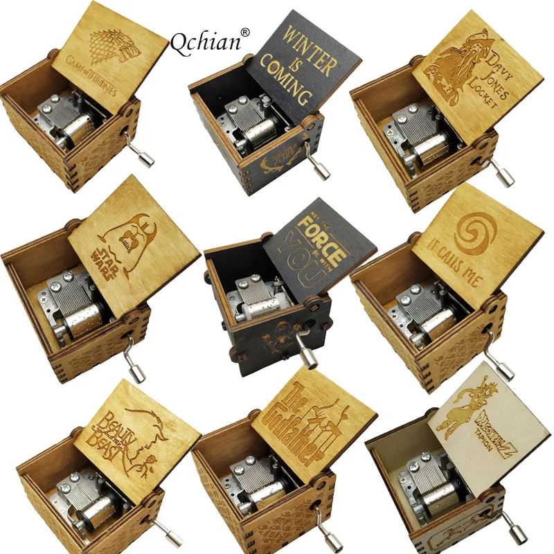 

Beauty and the Beast Star Wars Game of Thrones Dragon Ball Let it go Hand Cranked Wood music box Christmas Birthday Gift