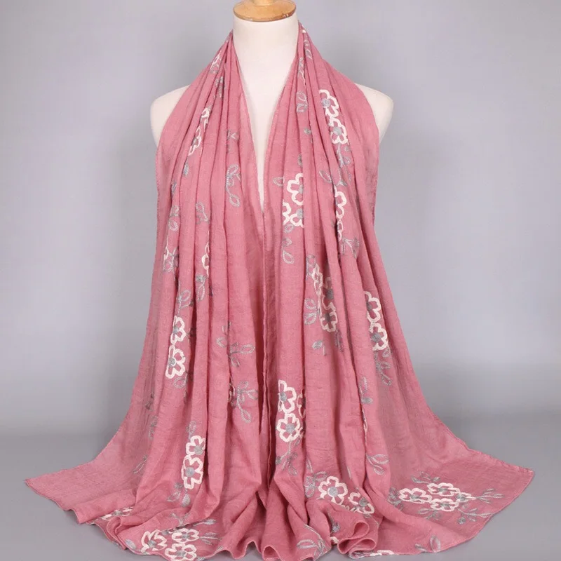 Новинка года Дизайн emboridery хиджаб ситец вискоза шарф довольно глушитель пашмины мусульманские платки Быстрая