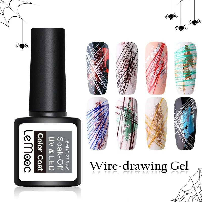 

LEMOOC 8ml Spider Gel Web Painting Wire Drawing Nail Gel Polish Varnish UV Gel Elastic Line Creative DIY Soak Off Nail Art Gel