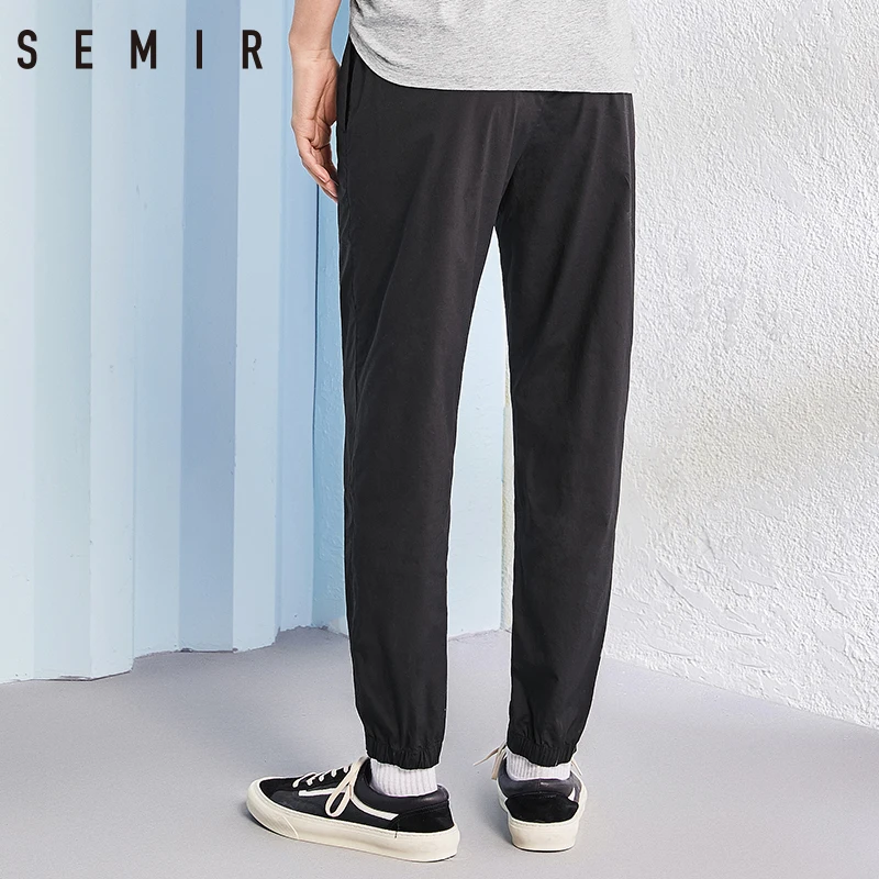 SEMIR брюки мужские повседневные Тонкие штаны для бега однотонные черные