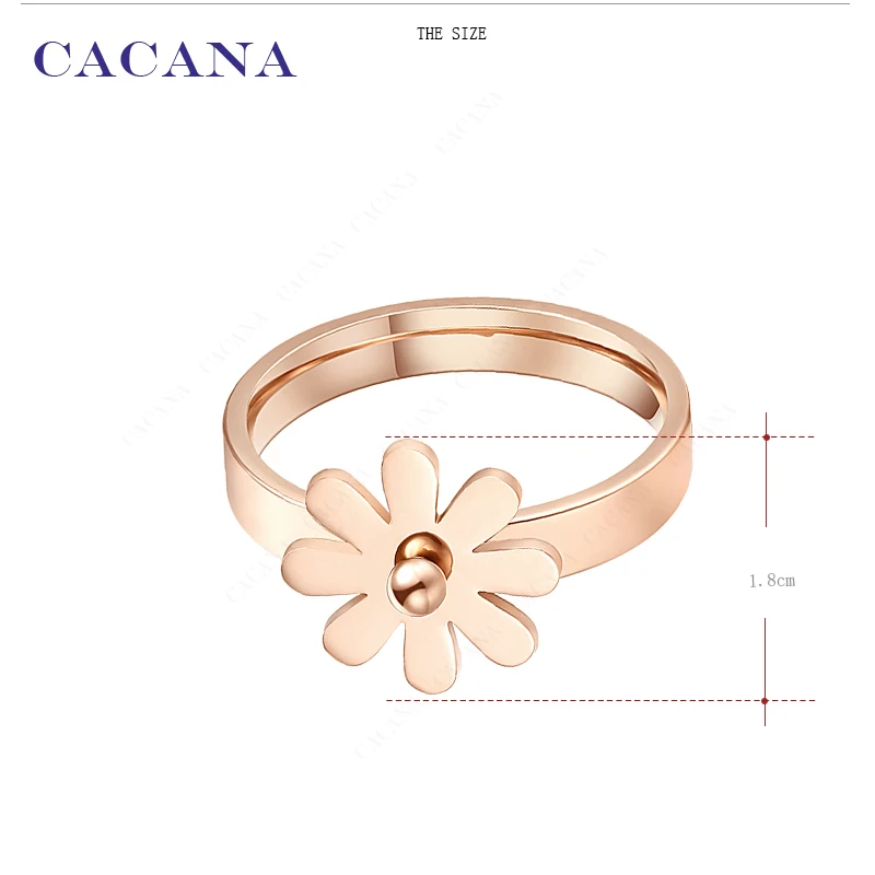 CACANA Stainless Steel Rings For Women Golden Flower Fashion Jewelry Wholesale NO.R159
