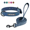 Custom Dog Collars Leather Personalized Pet Dog Tag Collar Leash Lead For Small Medium Large Dogs Pitbull Bulldog Pugs Beagle 1