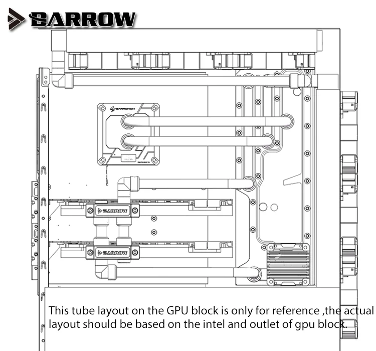 Barrow PHP600S-SDB, Waterway Boards For Phanteks P600S Case, for Intel CPU Water Block& Single / Dual GPU Buildings