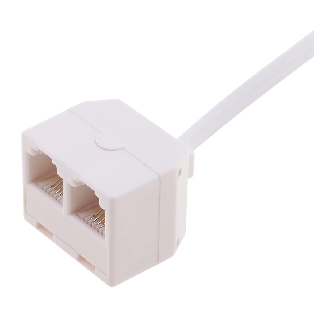 Telephone US 6P4C Male to 2 RJ11 US Female Socket Cable Connector for Landline Telephone