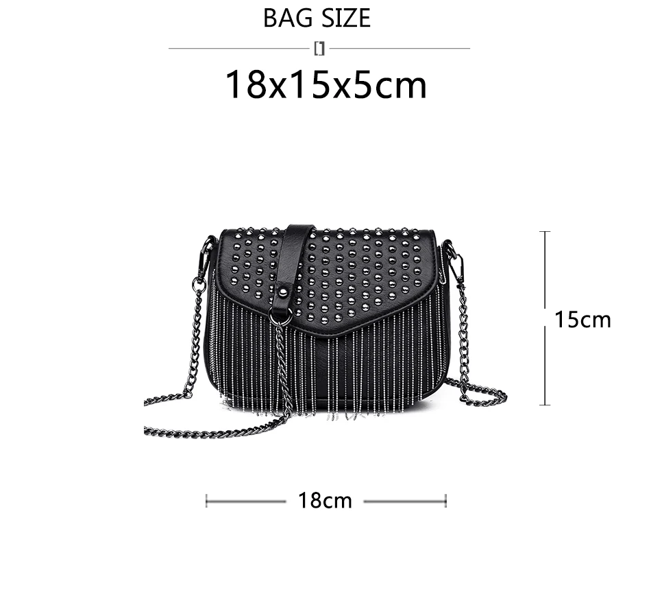 JIEROTYX, роскошная Бриллиантовая сумка через плечо, женская сумка на плечо, кожаная, с бахромой, Абсолютная Черная модная цепочка, женские плечевые мини-сумки
