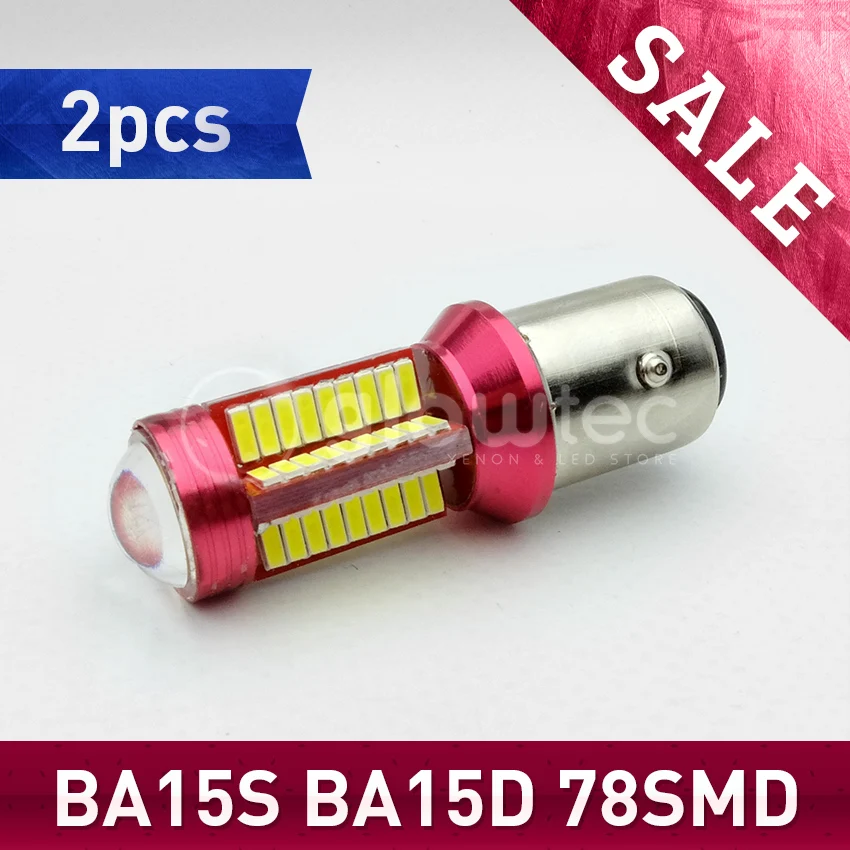 

2pcs 1156 P21W BA15S BA15D 78SMD Chips LED Canbus No Error 78 smd Car LED Rear Reversing Tail Light Bulb GLOWTEC