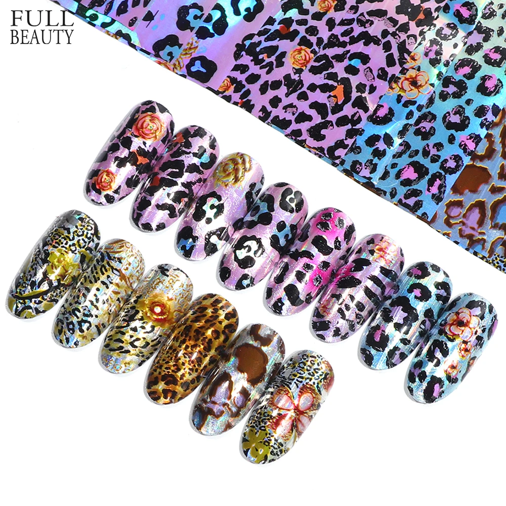 

Full Beauty 16 Designs Leopard Sticker for Nail Holographic Foil Set 20*4cm Shinning Starry Sky Nail Art Transfer Slider CH936