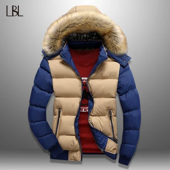 

LBL Patchwork Jacket Men Winter Warm Zipper Hoodies Male Outwear Thicken Mens Coat Fitness Clothing Jaquetas Masculina New 2020