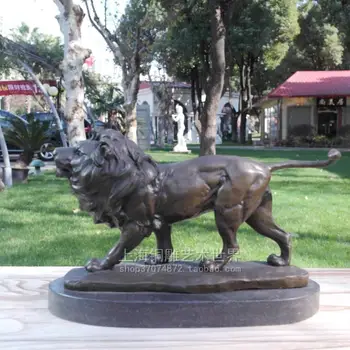 

Copper sculpture lion crafts animal sculpture decoration home business gift Bronze wedding watch Old Handwork brass statue