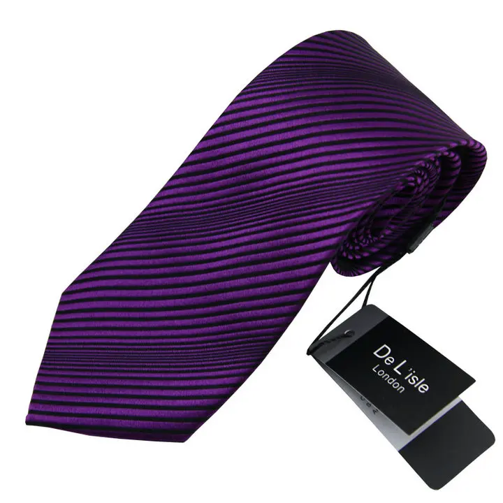 Высокое качество striped jacquard натуральный шелковый галстук 8.5 см классический галстук ручной работы Бизнес Свадебные Для мужчин подарок - Цвет: E02 PURPLE