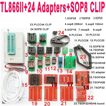 

V8.3 XGecu TL866II tl866 ii Plus programmer+24 adapters socket+SOP8 clip 1.8V nand flash 24 93 25 eprom avr mcu Bios program