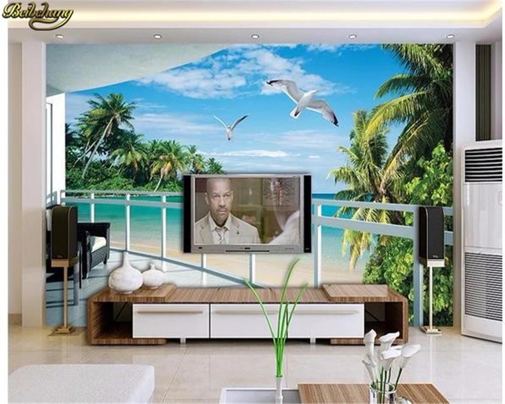 Wallpaper 3d bedroom wallpaper photo landscape view of the sea living room TV background wallpaper 3D mural wallpaper