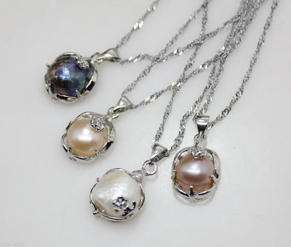 

Hot sale new Style >>>>>fashion 4pcs white pink lilac black baroque pearl pendant necklace jewelry