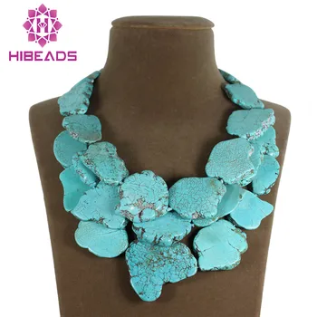

Fantastic Huge Multilayer Stone Beads Necklace Baroque Sheets Chunky Stone Summer Necklace Jewelry Hot TN110