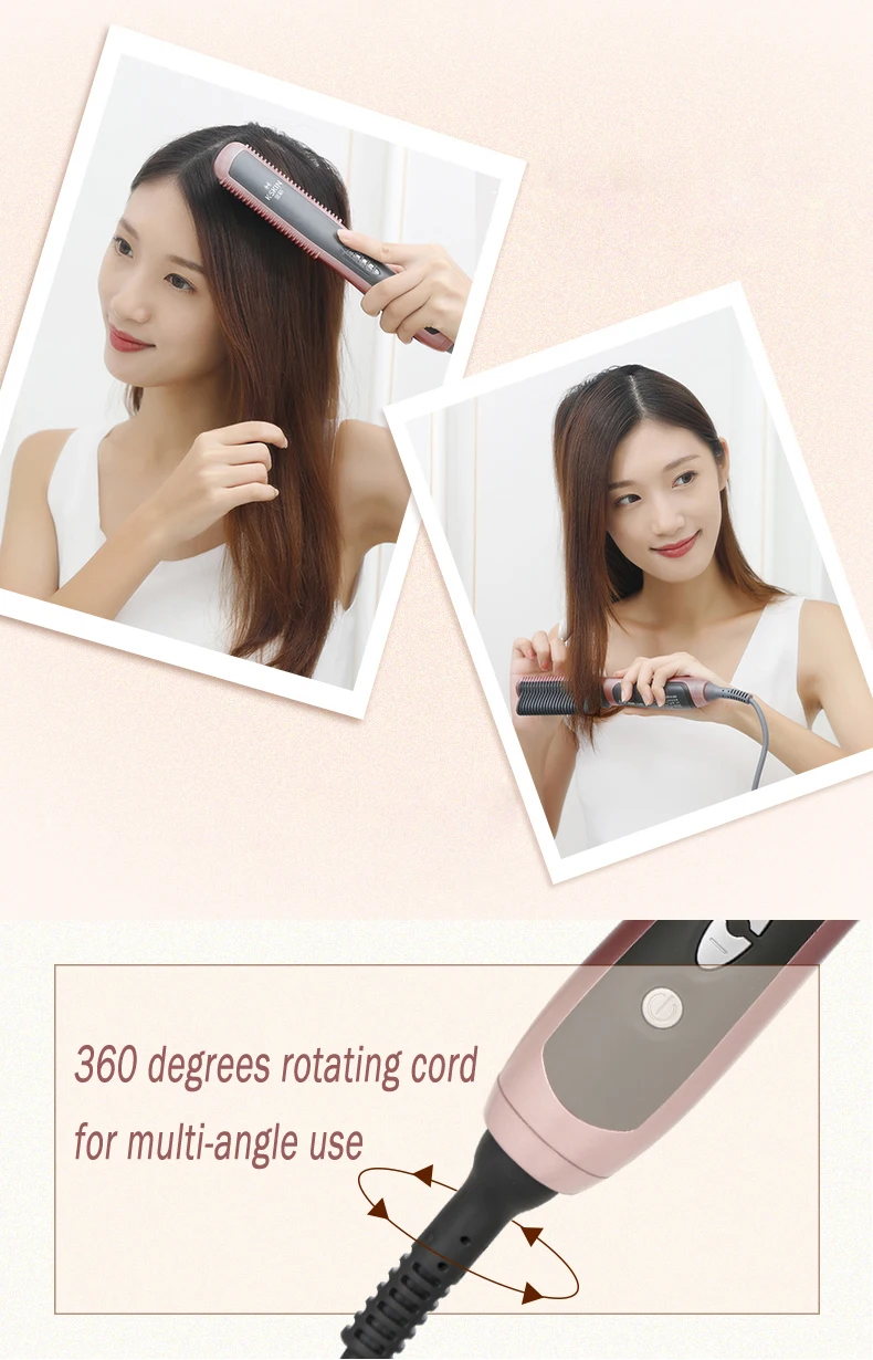 Alisador de Cabelo 2 em 1 Profissional Cerâmica Pente Elétrica Curling Alisamento Ferros Escova Anti Escald Ferramentas Estilo Kd388a 8 2 em 1 elétrica curling alisamento ferros