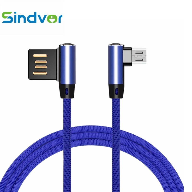 Sindvor Micro USB кабель для Xiaomi samsung 90 градусов быстрая зарядка USB кабель для передачи данных с двух сторон все микро-usb для устройств на аndroid мобильный шнур для телефона